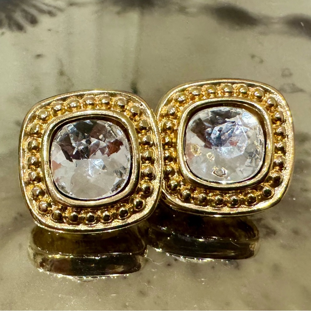 Vintage Givenchy Square Crystal Earrings